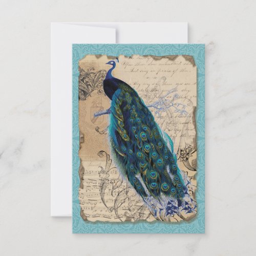 Ancient Peacock Vintage RSVP Response Invite