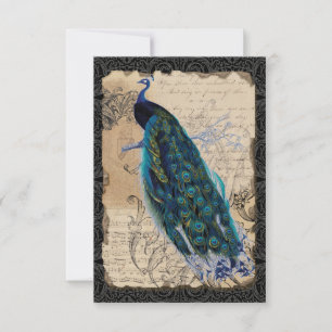 Ancient Peacock Vintage RSVP Response Invite