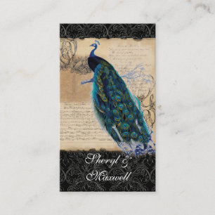 Ancient Peacock Vintage Wedding Reception Favors Enclosure Card