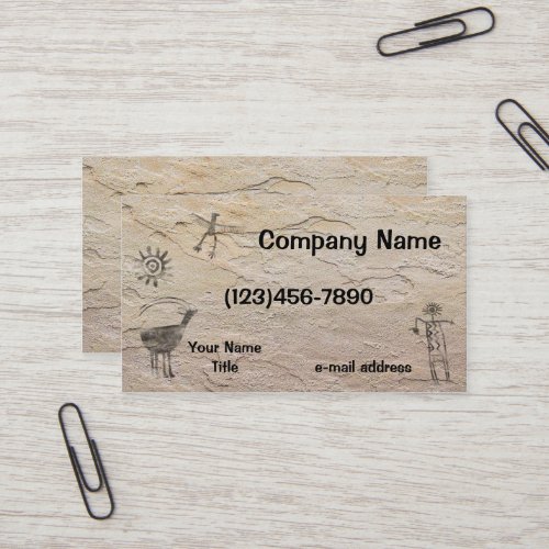 Ancient Petroglyphs Stone Background Business Card