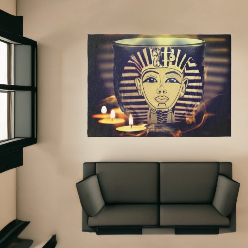 Ancient Pharaoh King With Glowing Candles Rug