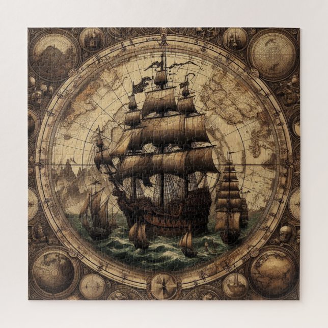 Ancient Pirate Sailing Ship 1 Jigsaw Puzzle (Vertical)