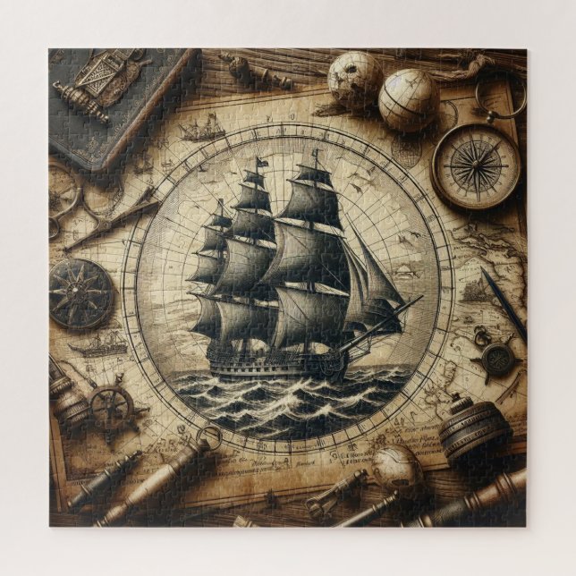 Ancient Pirate Sailing Ship 4 Jigsaw Puzzle (Vertical)