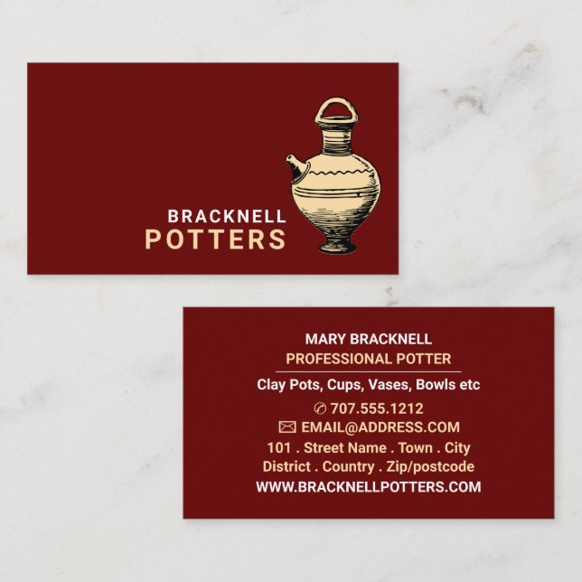 Ancient Pot, Pottery Store, Potters Business Card (Front/Back)