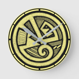 Ancient Pueblo Tribal Pottery Southwestern Art Round Clock