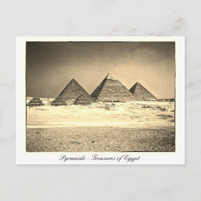 Ancient Pyramids Egypt, vintage Cairo Architecture Postcard (Front)