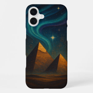 Ancient Pyramids Sacred Night Teal Sky iPhone 16 Plus Case