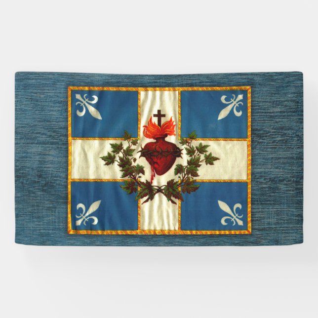 Ancient Quebec flag Chime Sacred Heart Banner (Horizontal)