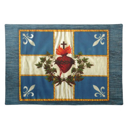 Ancient Quebec flag Chime Sacred Heart Cloth Placemat