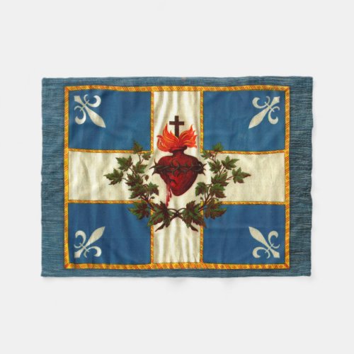 Ancient Quebec flag Chime Sacred Heart Fleece Blanket