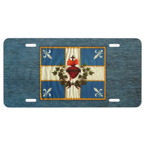 Ancient Quebec flag Chime Sacred Heart License Plate