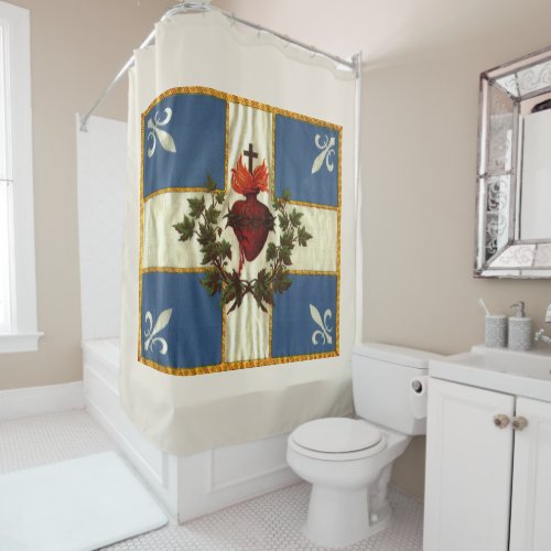 Ancient Quebec flag Chime Sacred Heart Shower Curtain