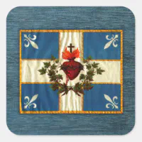 Ancient Quebec flag Chime Sacred Heart Square Sticker