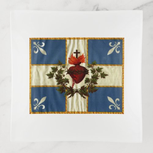 Ancient Quebec flag Chime Sacred Heart Trinket Tray