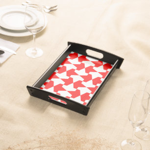 Ancient Red and White Muslim Mamluks Pattern Serving Tray