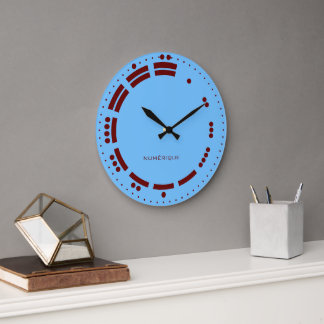 Ancient Red Blue Mayan Numerals Minimalist Art Large Clock
