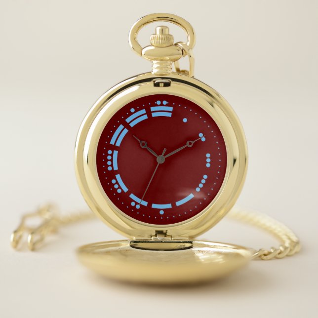 Ancient Red Blue Mayan Numerals Minimalist Art Pocket Watch (Inside)