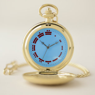 Ancient Red Blue Mayan Numerals Minimalist Art Pocket Watch