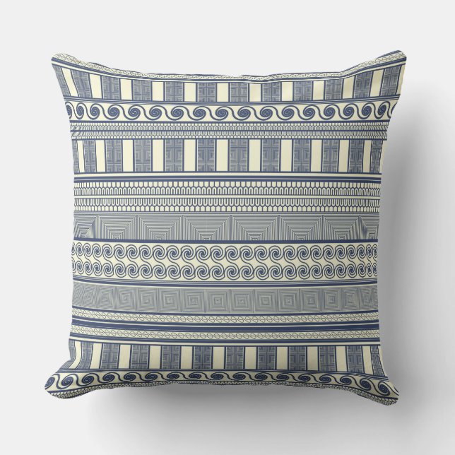 Ancient Rhodes Geometrical Ornament Throw Pillow (Front)