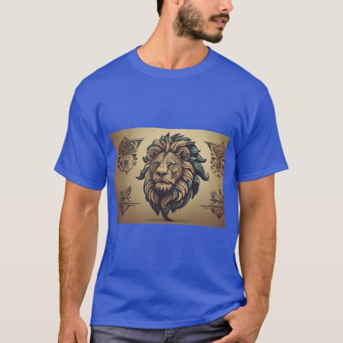 Ancient Roar Tribal Geometric Lion Logo T_Shirt