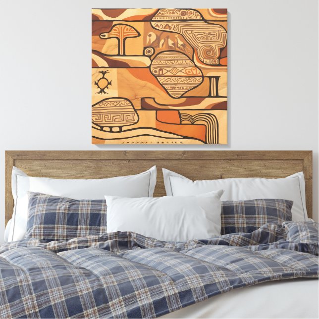 ancient rock art canvas print (Insitu(Bedroom))