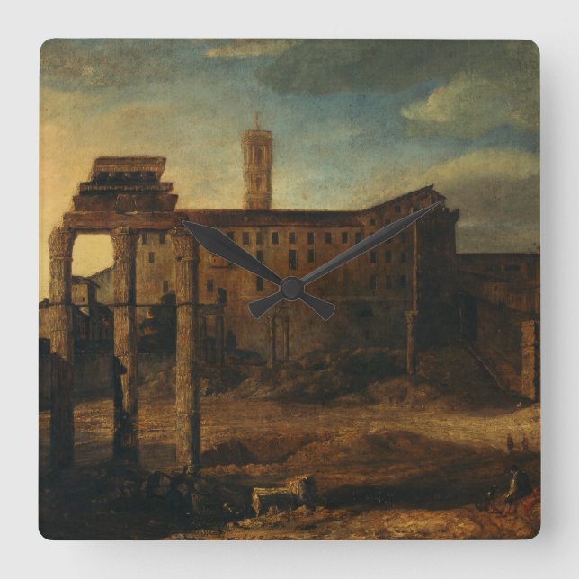 Ancient Roman architecture Roman Ruins Square Wall Clock (Front)