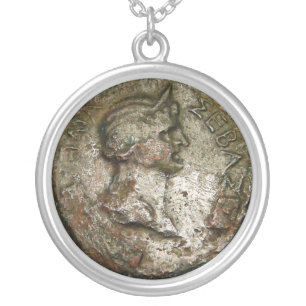Ancient Roman Coin Silver Plated Necklace
