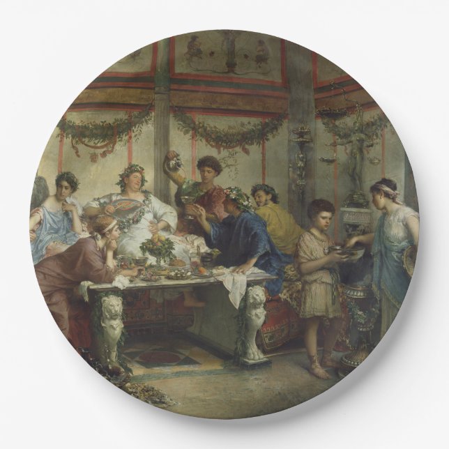 Ancient Roman Dinner Party Feast Paper Plates (Front)