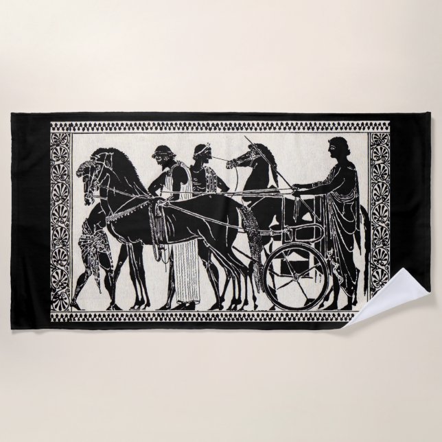 ancient Roman men and horses print Beach Towel (Front)