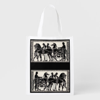 ancient Roman men and horses print Grocery Bag
