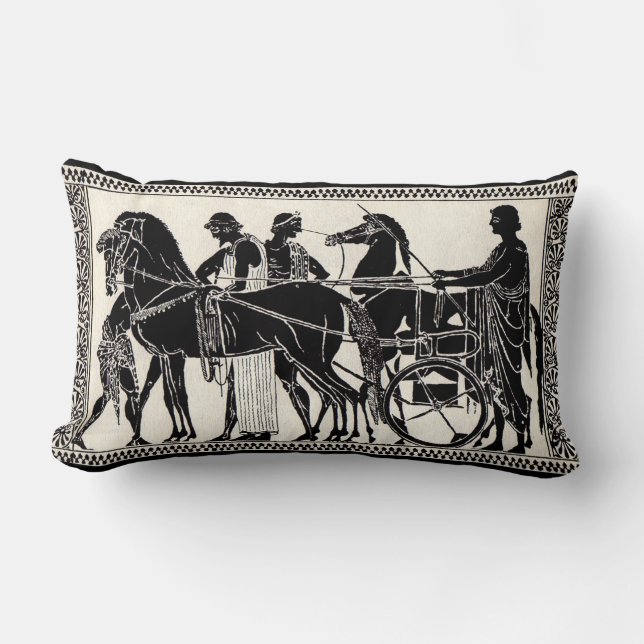 ancient Roman men and horses print Lumbar Pillow (Front)