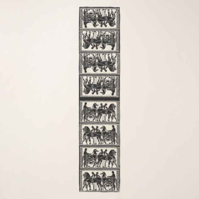 ancient Roman men and horses print Scarf (Front)