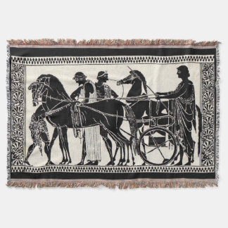 ancient Roman men and horses print Throw Blanket