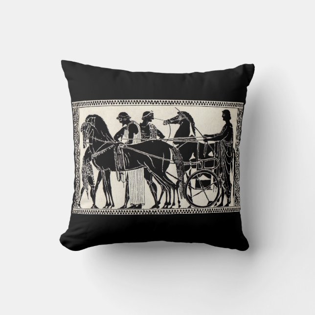 ancient Roman men and horses Throw Pillow (Front)