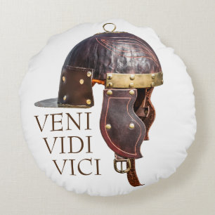 Ancient Roman military helmet - Veni, Vidi, Vici Round Pillow