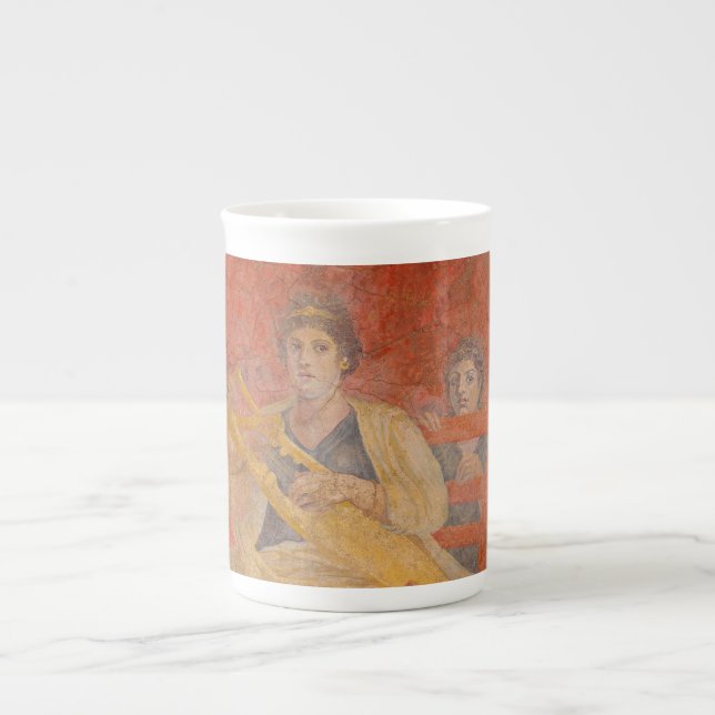 Ancient Roman Pompeii Neighbor Fresco Musician Bone China Mug (Front)