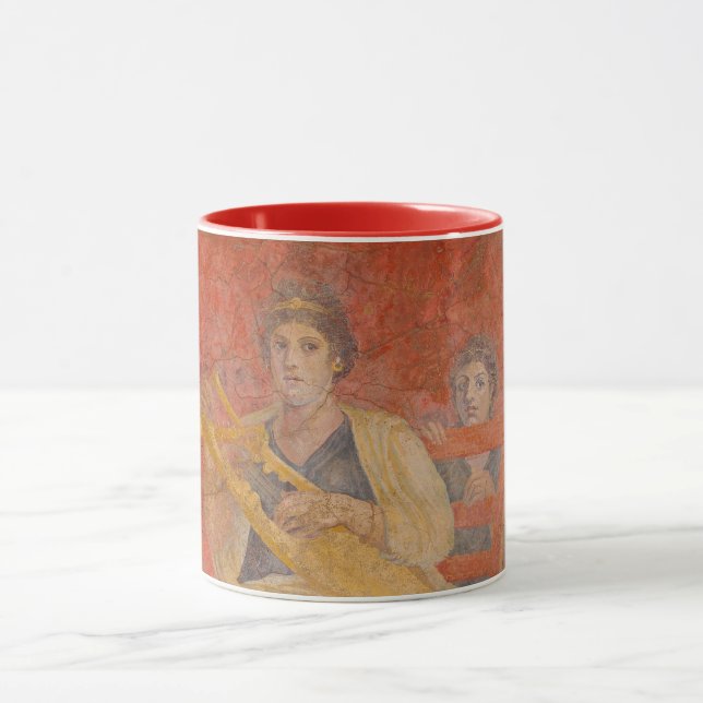 Ancient Roman Pompeii Neighbor Fresco Musician Mug (Center)