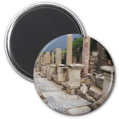 Ancient Roman road in the city of Ephesus Turkey Magnet