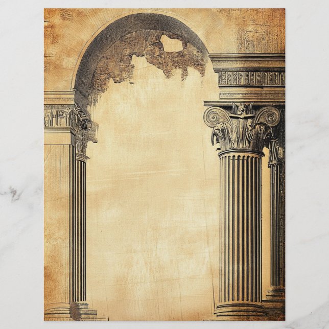 Ancient Roman RuinsAged Vintage Parchment Style (Front)