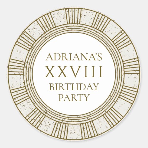 Ancient Rome Birthday Party with stone elements Classic Round Sticker