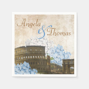 Ancient Rome Blue Hydrangea Wedding Napkins
