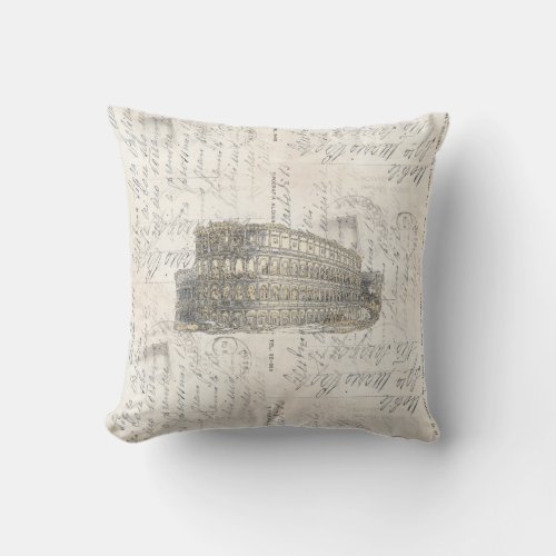 Ancient Rome Coliseum Italian Postcard Pillow