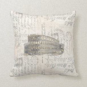 Ancient Rome Coliseum Italian Postcard Pillow