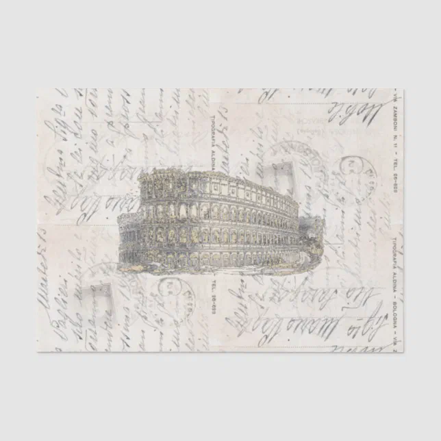 Ancient Rome Coliseum Italian Postcard Tissue Paper | Zazzle
