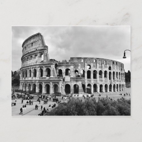 Ancient Rome Colosseum Black  White Postcard