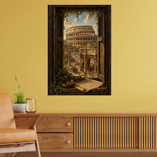 Ancient Rome Colosseum Imperial Forum Oil Painting Poster
