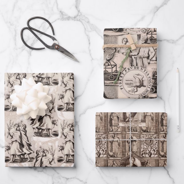 Ancient Rome Elegant Antique Collages Wrapping Paper Sheets (Front)