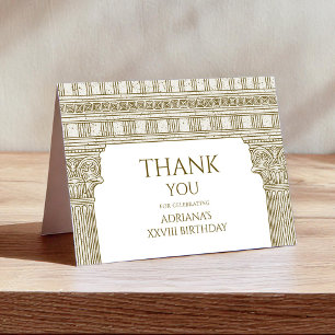 Ancient Rome Party with elegant temple columns Letterpress Thank You Card