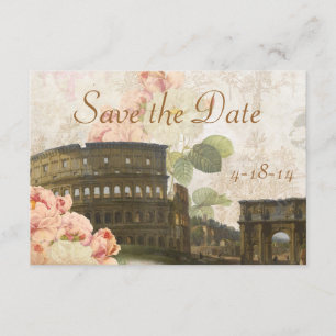 Ancient Rome Pink Rose Vintage Save the Date Card