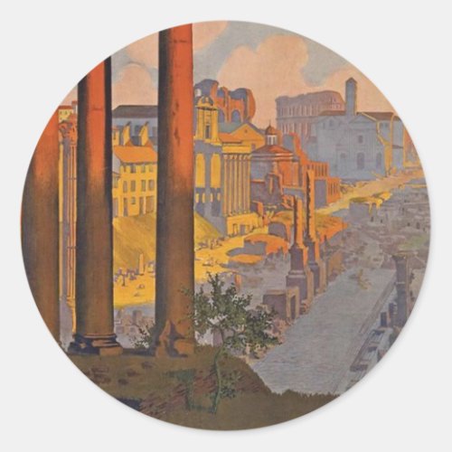 Ancient Rome Travel Ad Painting Classic Round Sticker